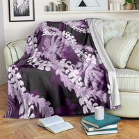 Puakenikeni Maile Lei Blanket Frangipani Purple Tropical Leaves LT01 Purple - Polynesian Pride