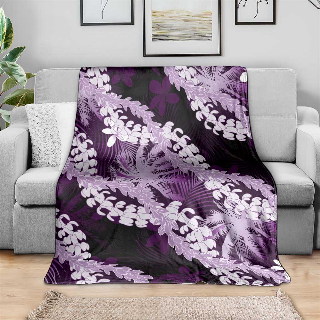 Puakenikeni Maile Lei Blanket Frangipani Purple Tropical Leaves LT01 - Polynesian Pride