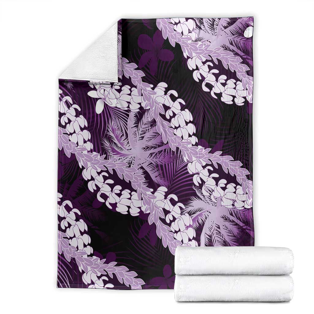 Puakenikeni Maile Lei Blanket Frangipani Purple Tropical Leaves LT01 - Polynesian Pride