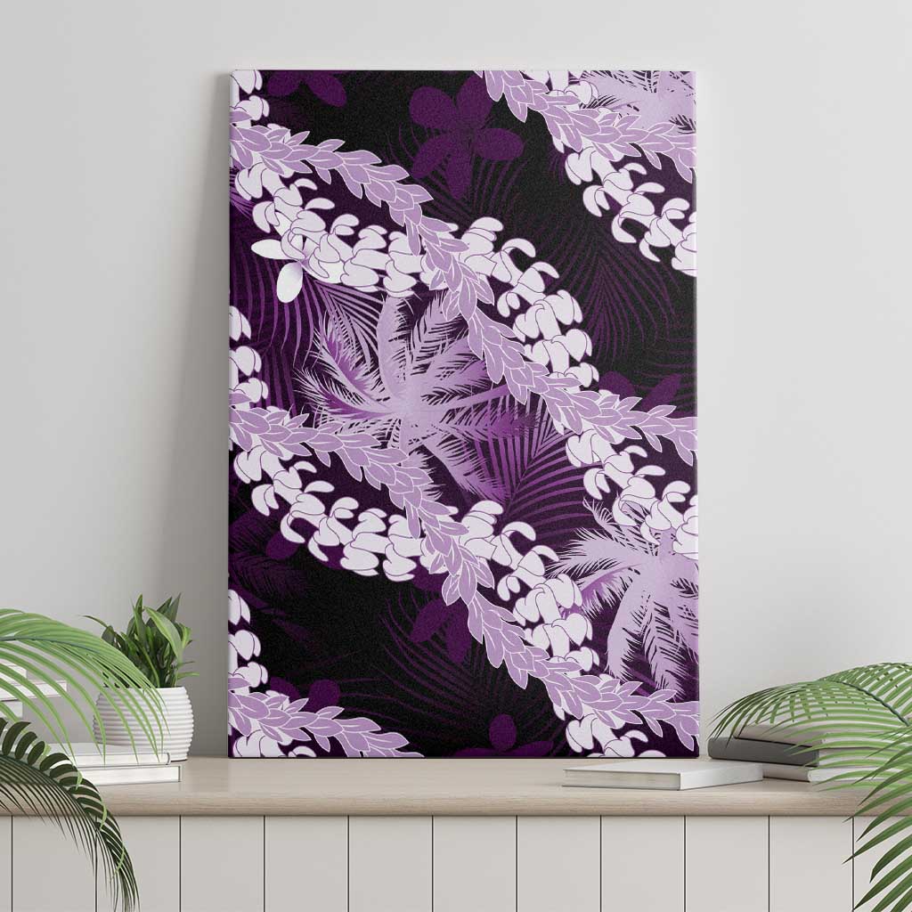 Puakenikeni Maile Lei Canvas Wall Art Frangipani Purple Tropical Leaves LT01 - Polynesian Pride