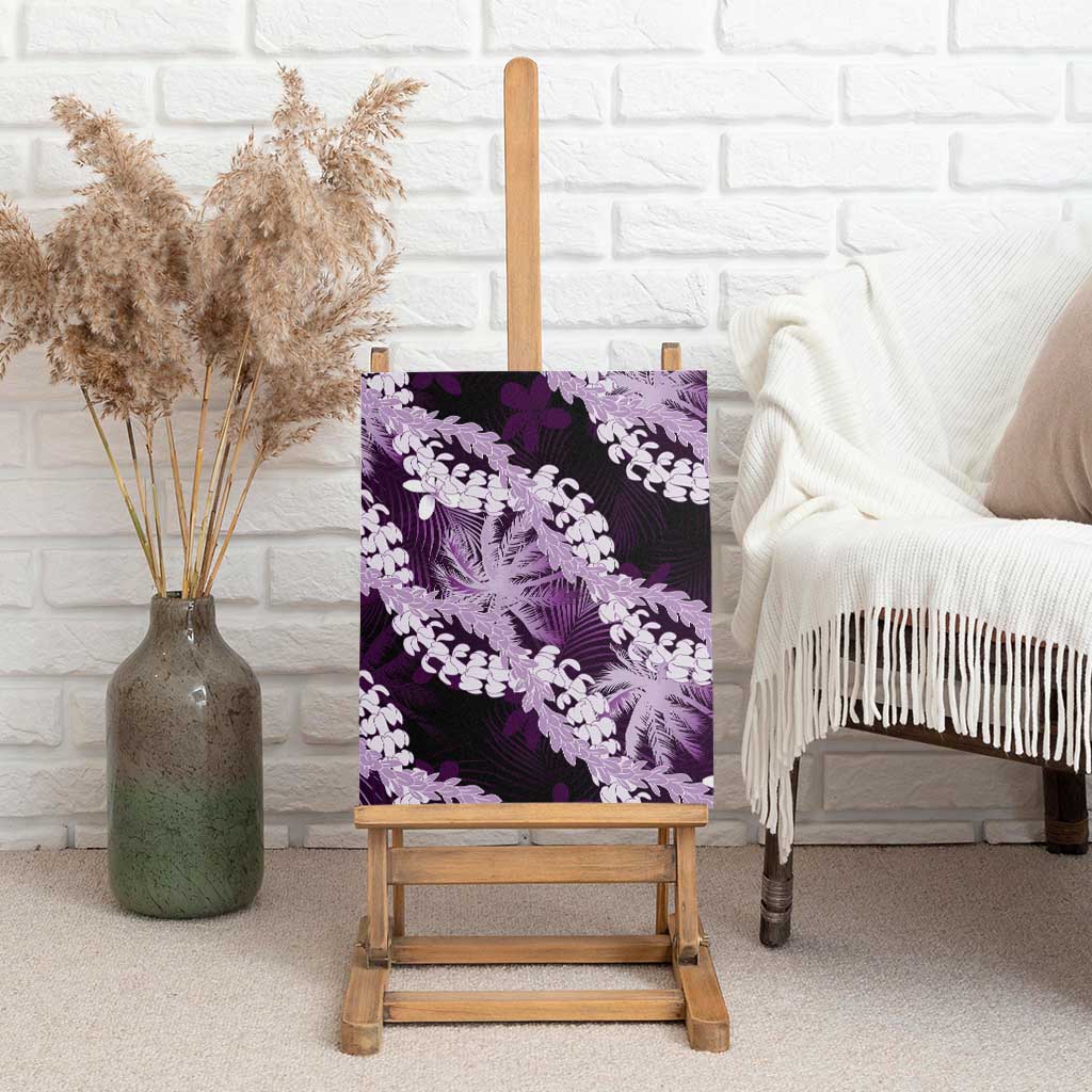 Puakenikeni Maile Lei Canvas Wall Art Frangipani Purple Tropical Leaves LT01 - Polynesian Pride