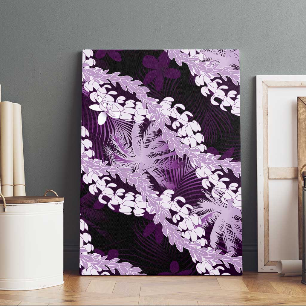 Puakenikeni Maile Lei Canvas Wall Art Frangipani Purple Tropical Leaves LT01 - Polynesian Pride