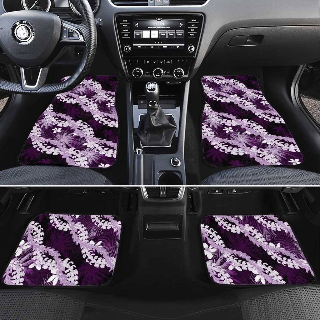 Puakenikeni Maile Lei Car Mats Frangipani Purple Tropical Leaves LT01 Set 4pcs Purple - Polynesian Pride