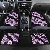 Puakenikeni Maile Lei Car Mats Frangipani Purple Tropical Leaves LT01 Set 4pcs Purple - Polynesian Pride