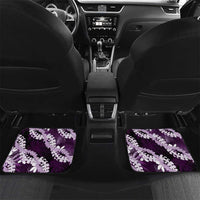 Puakenikeni Maile Lei Car Mats Frangipani Purple Tropical Leaves LT01 Set 2pcs - Back Purple - Polynesian Pride