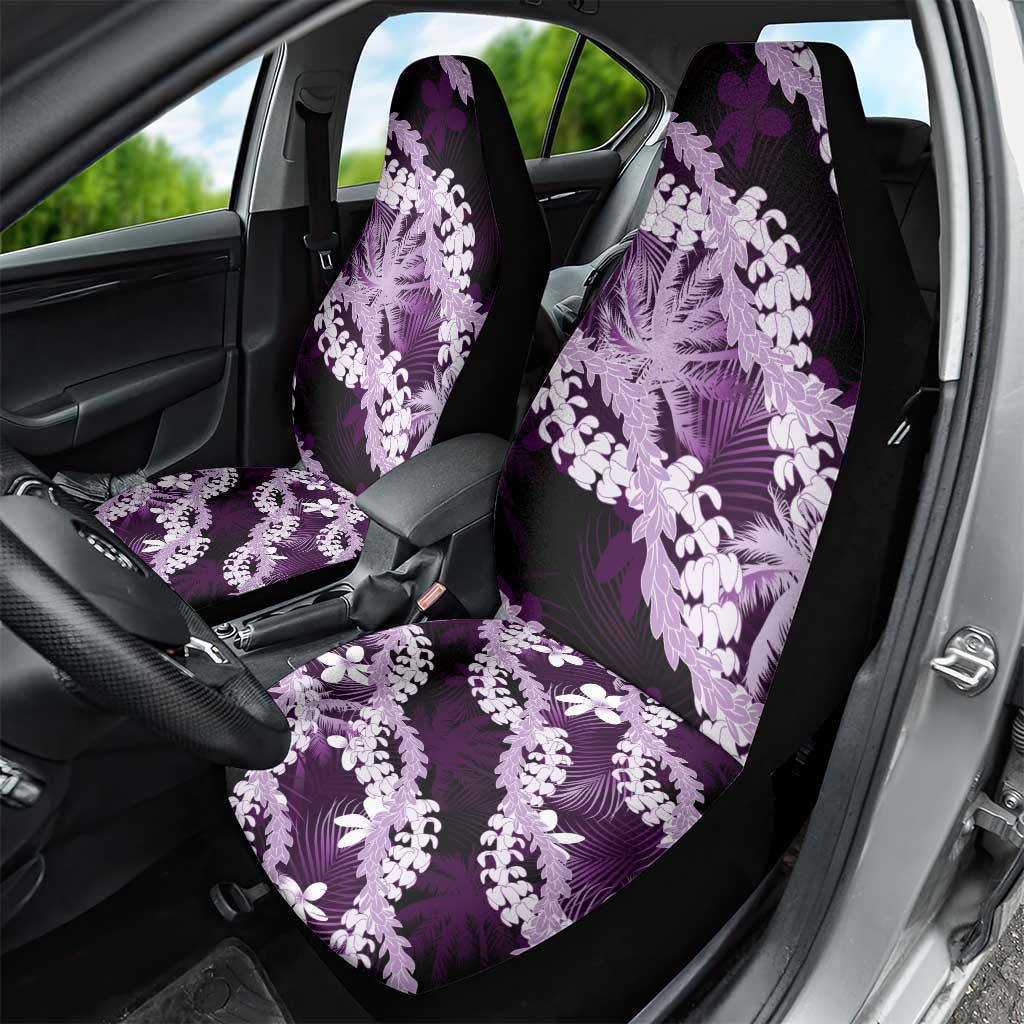 Puakenikeni Maile Lei Car Seat Cover Frangipani Purple Tropical Leaves LT01 - Polynesian Pride