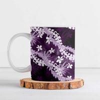 Puakenikeni Maile Lei Ceramic Mug Frangipani Purple Tropical Leaves LT01 Purple - Polynesian Pride