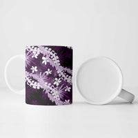 Puakenikeni Maile Lei Ceramic Mug Frangipani Purple Tropical Leaves LT01 - Polynesian Pride