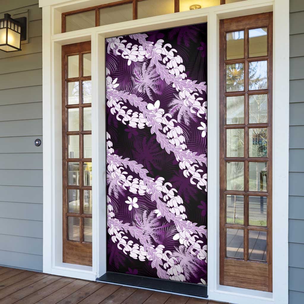 Puakenikeni Maile Lei Door Cover Frangipani Purple Tropical Leaves LT01 - Polynesian Pride