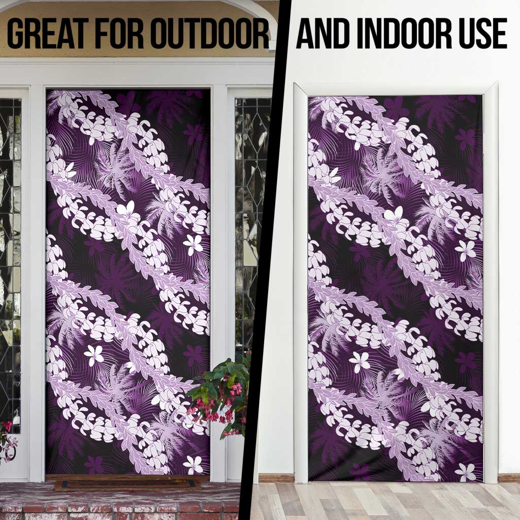 Puakenikeni Maile Lei Door Cover Frangipani Purple Tropical Leaves LT01 - Polynesian Pride