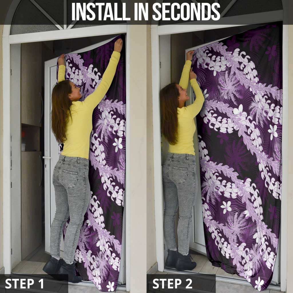 Puakenikeni Maile Lei Door Cover Frangipani Purple Tropical Leaves LT01 - Polynesian Pride
