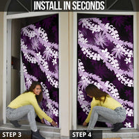 Puakenikeni Maile Lei Door Cover Frangipani Purple Tropical Leaves LT01 - Polynesian Pride