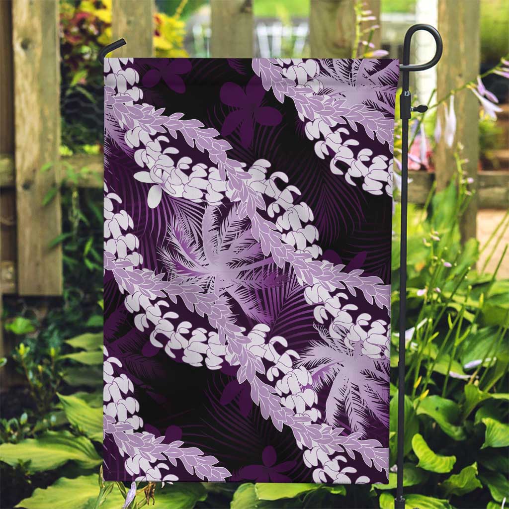 Puakenikeni Maile Lei Garden Flag Frangipani Purple Tropical Leaves LT01 Garden Flag Purple - Polynesian Pride