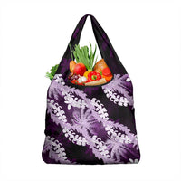 Puakenikeni Maile Lei Grocery Bag Frangipani Purple Tropical Leaves LT01 1-pack One Size Purple - Polynesian Pride