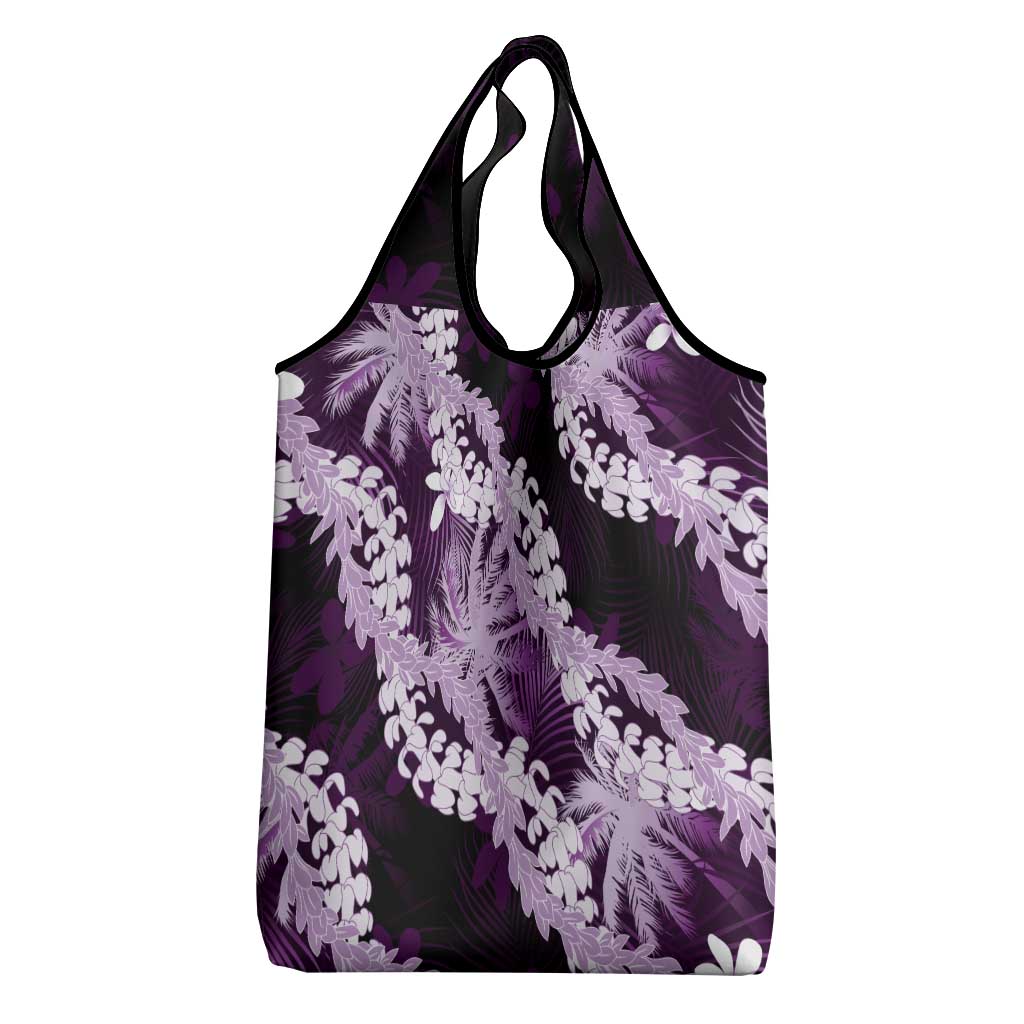 Puakenikeni Maile Lei Grocery Bag Frangipani Purple Tropical Leaves LT01 - Polynesian Pride