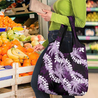 Puakenikeni Maile Lei Grocery Bag Frangipani Purple Tropical Leaves LT01 - Polynesian Pride