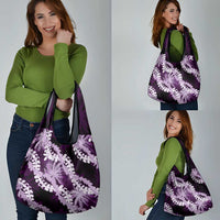Puakenikeni Maile Lei Grocery Bag Frangipani Purple Tropical Leaves LT01 - Polynesian Pride