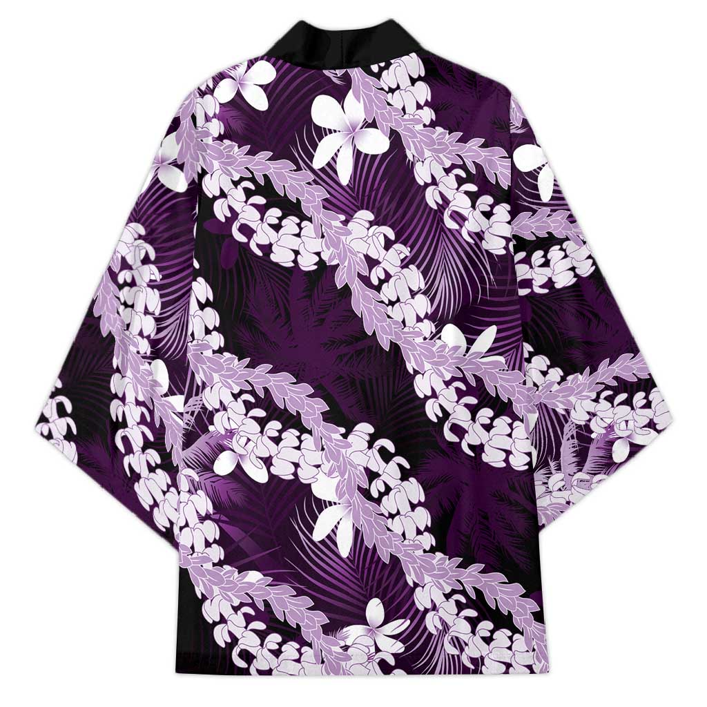 Puakenikeni Maile Lei Kimono Frangipani Purple Tropical Leaves LT01 - Polynesian Pride