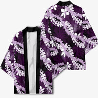 Puakenikeni Maile Lei Kimono Frangipani Purple Tropical Leaves LT01 - Polynesian Pride