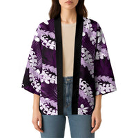 Puakenikeni Maile Lei Kimono Frangipani Purple Tropical Leaves LT01 - Polynesian Pride