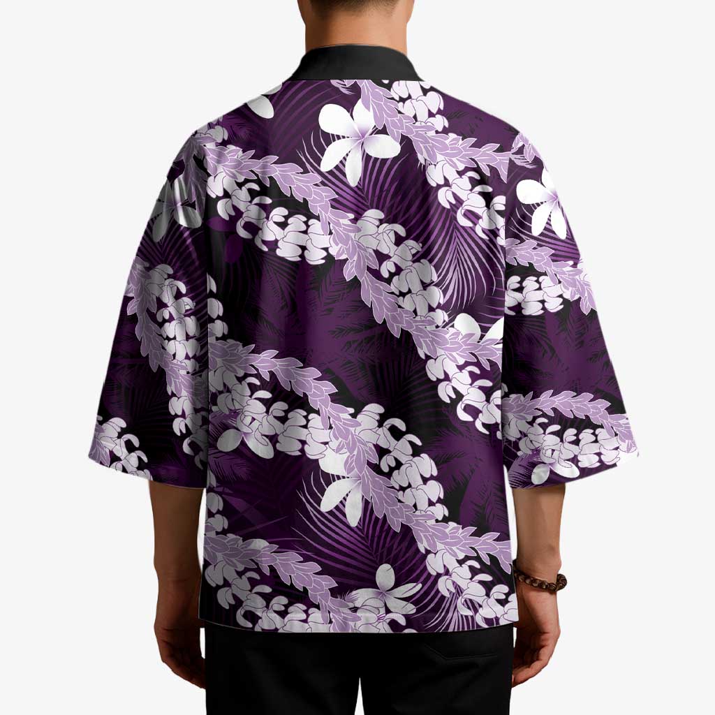 Puakenikeni Maile Lei Kimono Frangipani Purple Tropical Leaves LT01 - Polynesian Pride