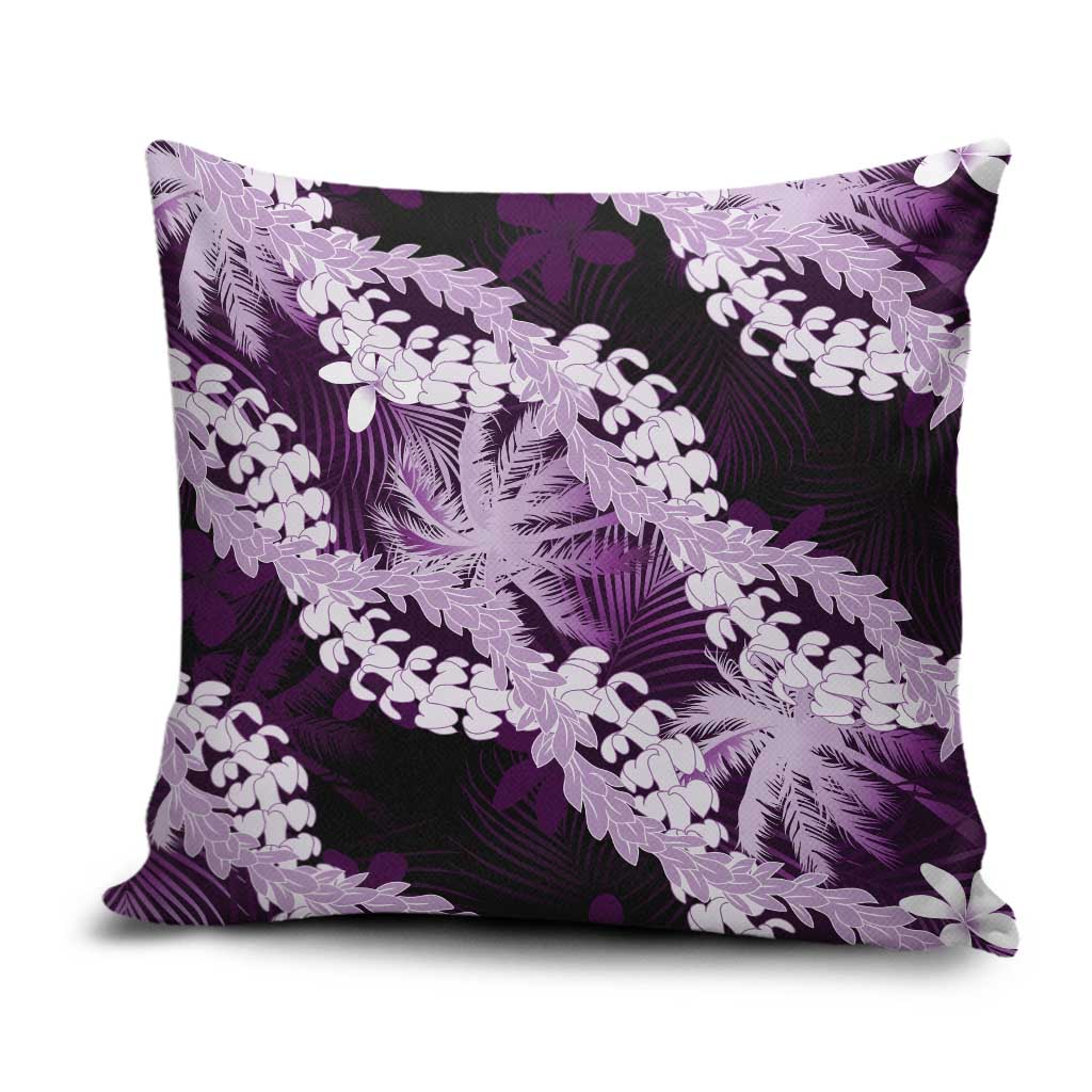 Puakenikeni Maile Lei Pillow Cover Frangipani Purple Tropical Leaves LT01 Purple - Polynesian Pride