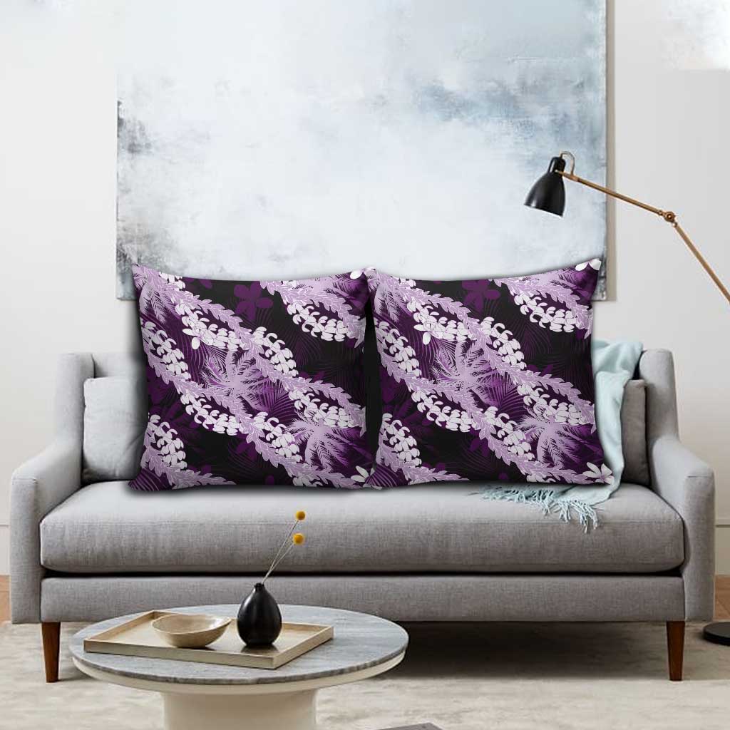 Puakenikeni Maile Lei Pillow Cover Frangipani Purple Tropical Leaves LT01 - Polynesian Pride