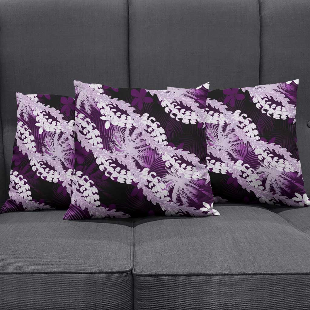 Puakenikeni Maile Lei Pillow Cover Frangipani Purple Tropical Leaves LT01 - Polynesian Pride