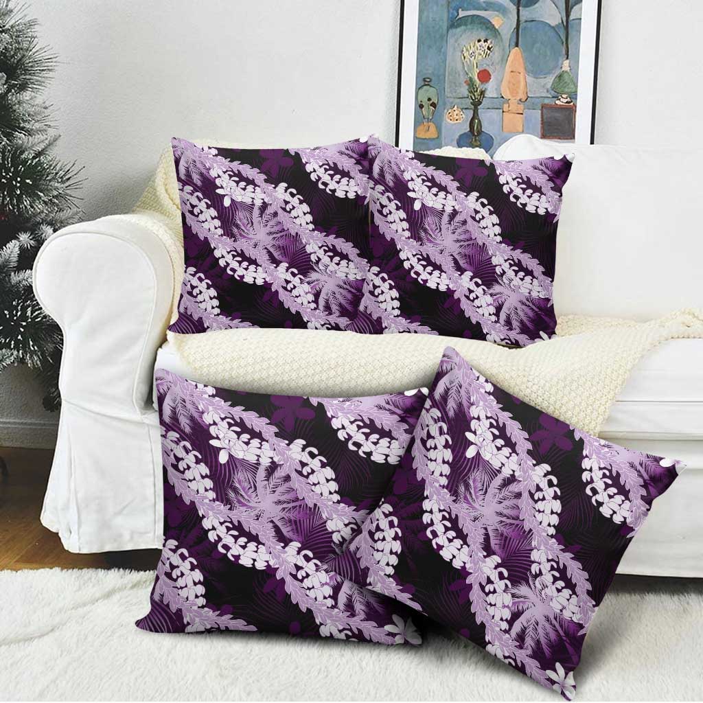 Puakenikeni Maile Lei Pillow Cover Frangipani Purple Tropical Leaves LT01 - Polynesian Pride