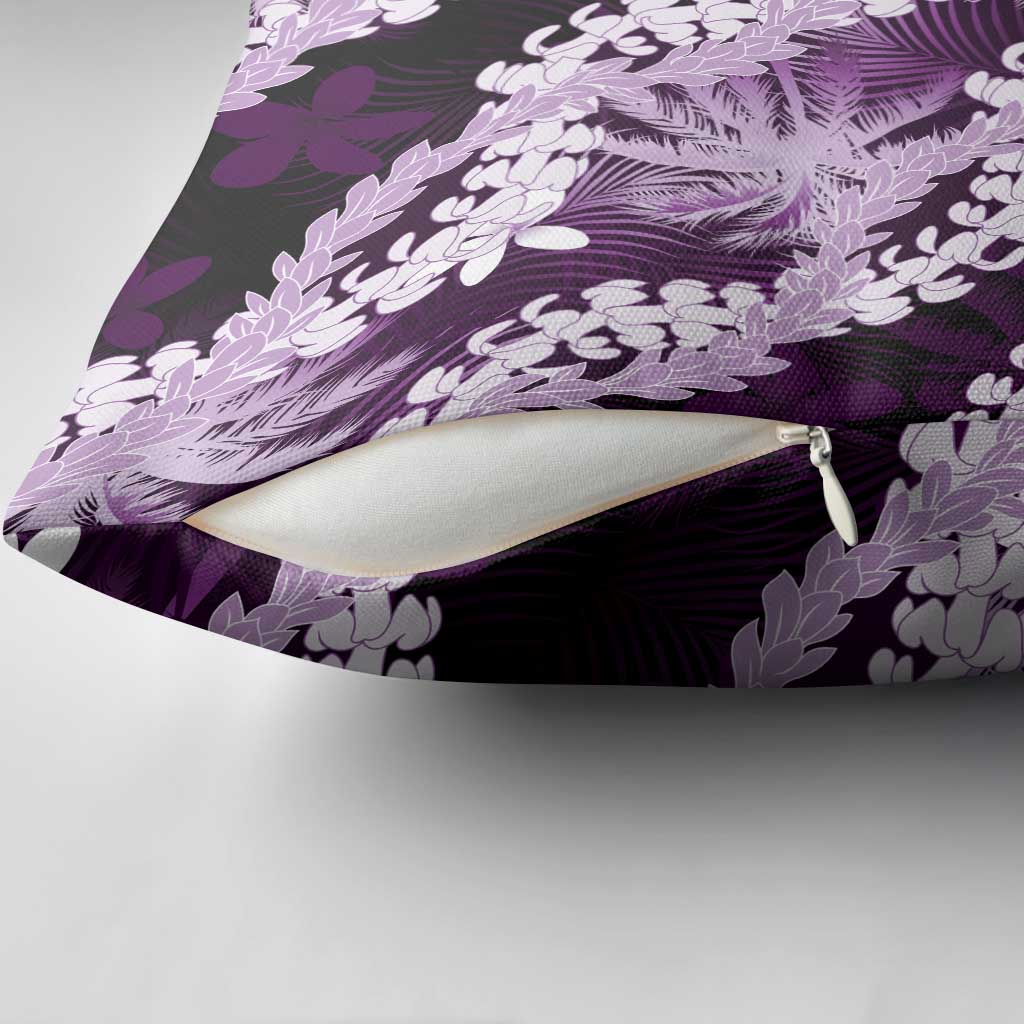 Puakenikeni Maile Lei Pillow Cover Frangipani Purple Tropical Leaves LT01 - Polynesian Pride