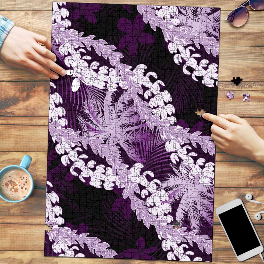 Puakenikeni Maile Lei Puzzle Frangipani Purple Tropical Leaves LT01 Purple - Polynesian Pride