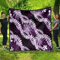 Puakenikeni Maile Lei Quilt Frangipani Purple Tropical Leaves LT01 - Polynesian Pride
