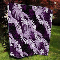 Puakenikeni Maile Lei Quilt Frangipani Purple Tropical Leaves LT01 - Polynesian Pride