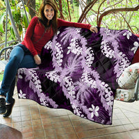 Puakenikeni Maile Lei Quilt Frangipani Purple Tropical Leaves LT01 - Polynesian Pride