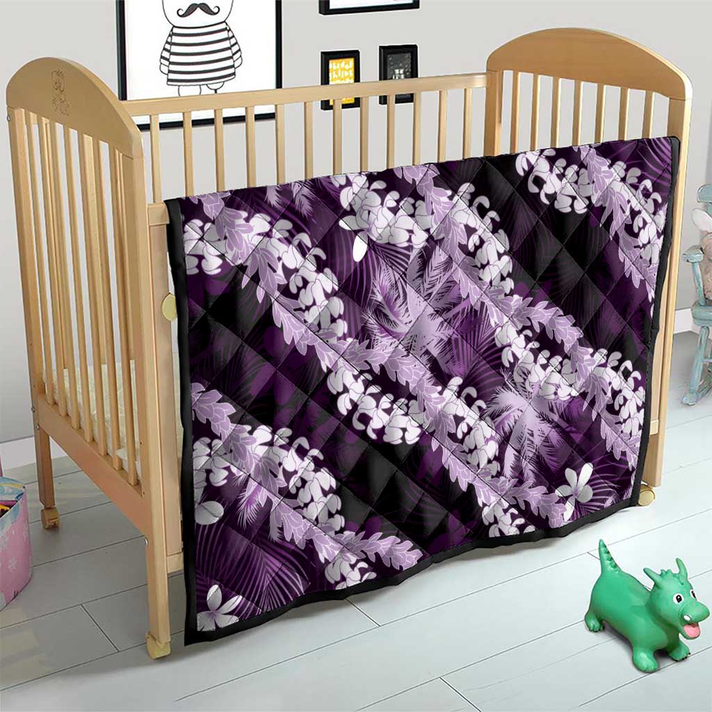 Puakenikeni Maile Lei Quilt Frangipani Purple Tropical Leaves LT01 - Polynesian Pride
