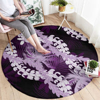 Puakenikeni Maile Lei Round Carpet Frangipani Purple Tropical Leaves LT01 - Polynesian Pride