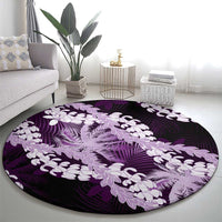 Puakenikeni Maile Lei Round Carpet Frangipani Purple Tropical Leaves LT01 - Polynesian Pride