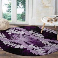 Puakenikeni Maile Lei Round Carpet Frangipani Purple Tropical Leaves LT01 - Polynesian Pride