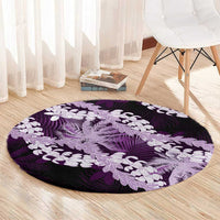 Puakenikeni Maile Lei Round Carpet Frangipani Purple Tropical Leaves LT01 - Polynesian Pride