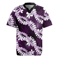 Puakenikeni Maile Lei Rugby Jersey Frangipani Purple Tropical Leaves LT01 Purple - Polynesian Pride