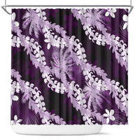 Puakenikeni Maile Lei Shower Curtain Frangipani Purple Tropical Leaves LT01 Purple - Polynesian Pride