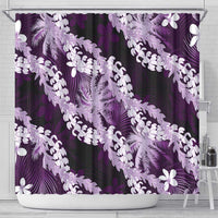 Puakenikeni Maile Lei Shower Curtain Frangipani Purple Tropical Leaves LT01 - Polynesian Pride