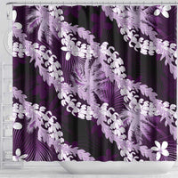 Puakenikeni Maile Lei Shower Curtain Frangipani Purple Tropical Leaves LT01 - Polynesian Pride