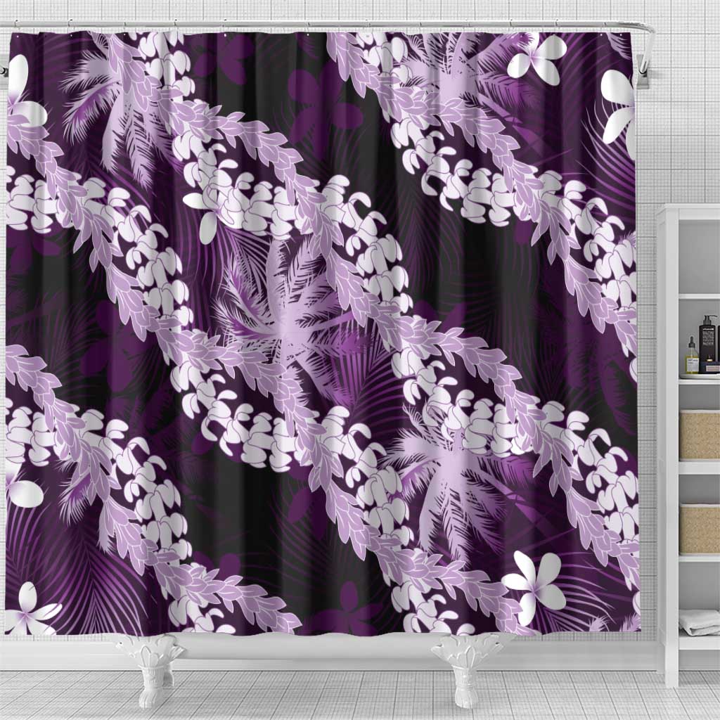 Puakenikeni Maile Lei Shower Curtain Frangipani Purple Tropical Leaves LT01 - Polynesian Pride