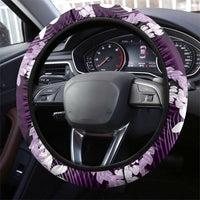 Puakenikeni Maile Lei Steering Wheel Cover Frangipani Purple Tropical Leaves LT01 - Polynesian Pride