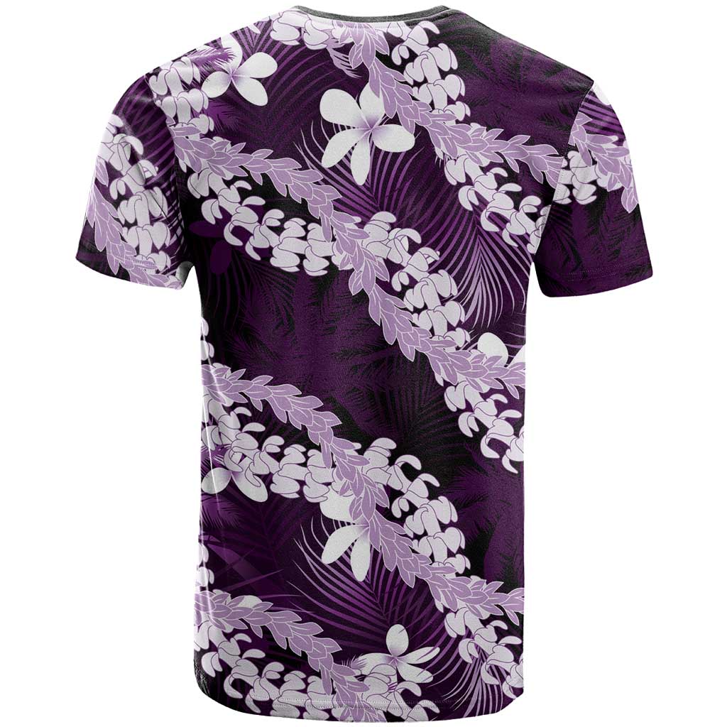 Puakenikeni Maile Lei T Shirt Frangipani Purple Tropical Leaves LT01 - Polynesian Pride