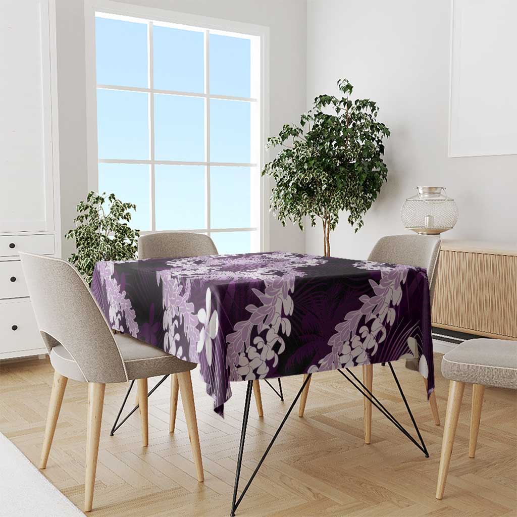 Puakenikeni Maile Lei Tablecloth Frangipani Purple Tropical Leaves LT01 - Polynesian Pride