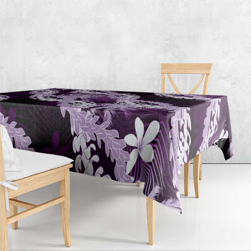 Puakenikeni Maile Lei Tablecloth Frangipani Purple Tropical Leaves LT01 - Polynesian Pride