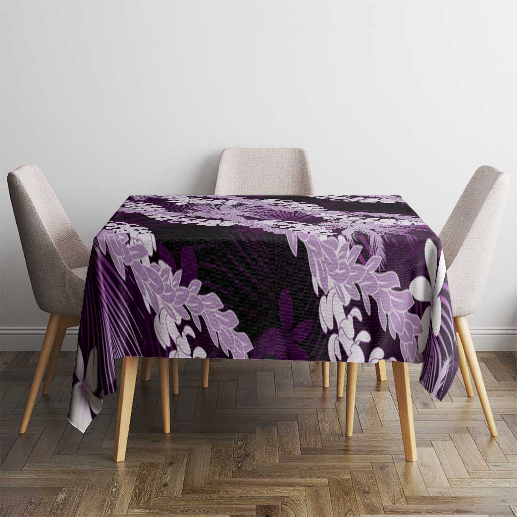 Puakenikeni Maile Lei Tablecloth Frangipani Purple Tropical Leaves LT01 - Polynesian Pride