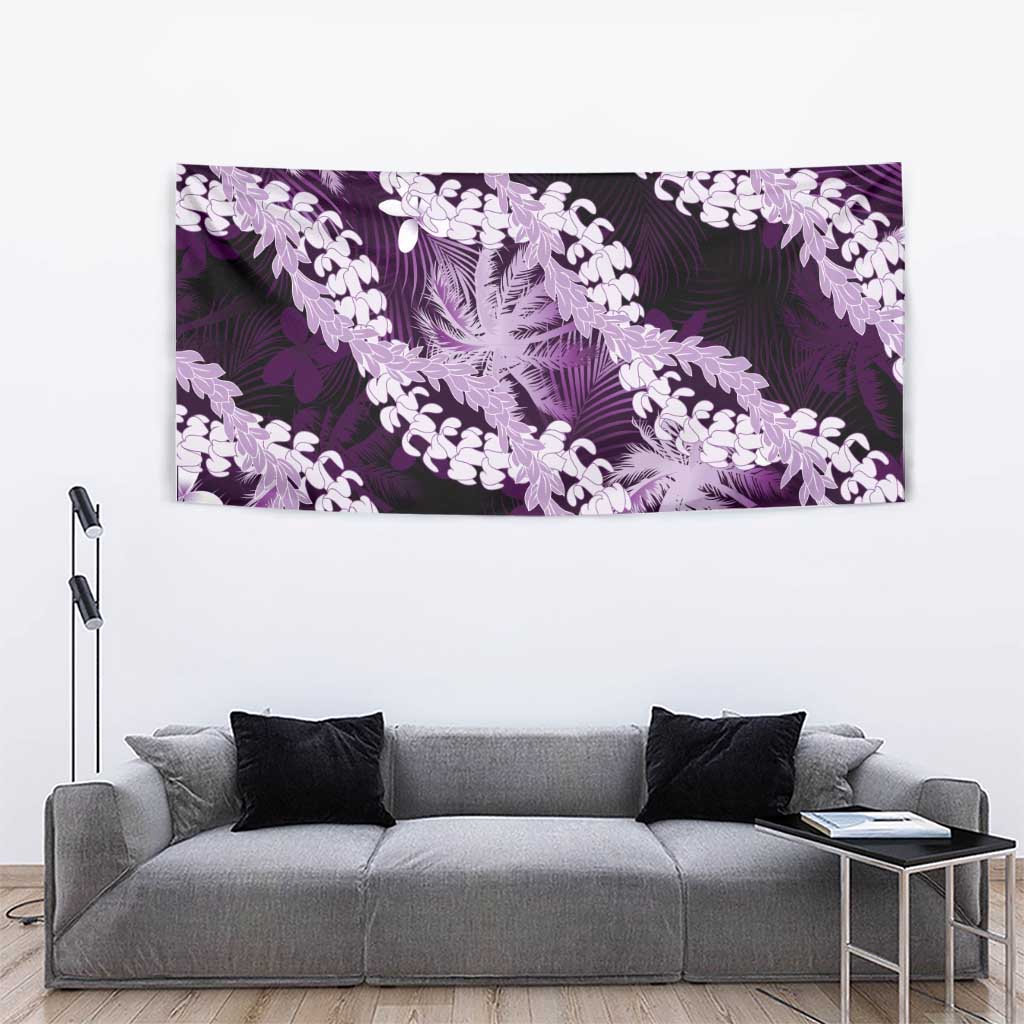 Puakenikeni Maile Lei Tapestry Frangipani Purple Tropical Leaves LT01 - Polynesian Pride